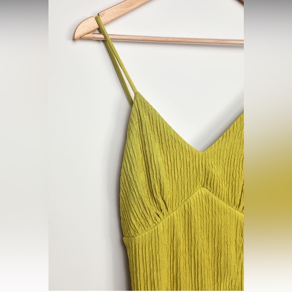 Lulus View and I Chartreuse Tie-Back Faux-Wrap Midi Dress - Picture 10 of 14